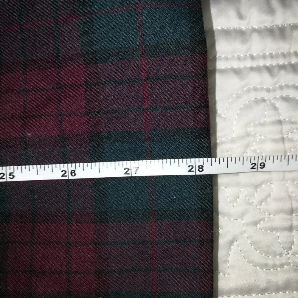 Vintage Holiday Plaid Tartan Red & Green Preppy Simple Breasted Velvet Blazer L - Picture 14 of 15